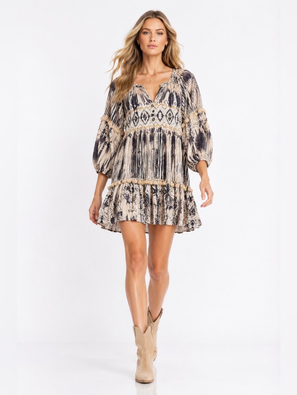Made With Love boho mini dress in size Small. NWT